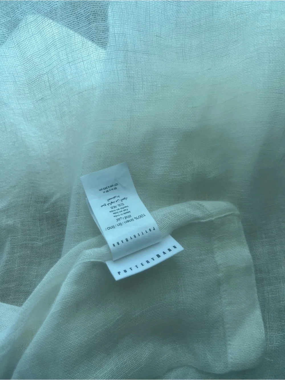 SALE — Pottery Barn *Ripped* Ivory Sheer Linen Curtain Panel